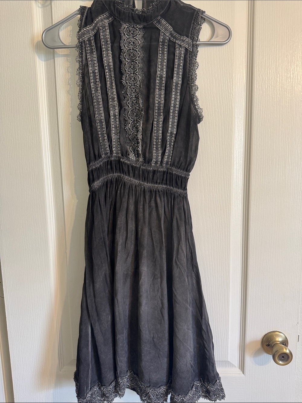 Altar'd State Black Lace-Trim Sleeveless Mini Dress